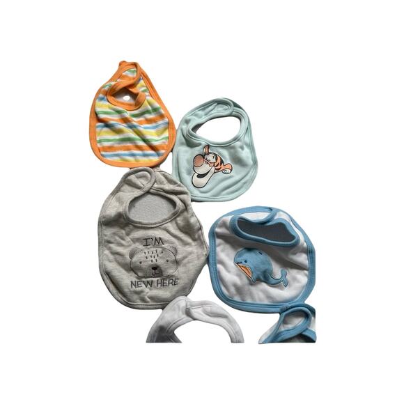 Lot Baby Boy Bibs Feeding Drool 14 total - Whales, Lion, Giraffes, Dots,etc 354 - Picture 6 of 6